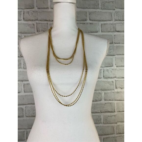 JOAN RIVERS Triple Strand Gold Tone Adjustable Layered Chain Necklace 60” - Picture 3 of 9
